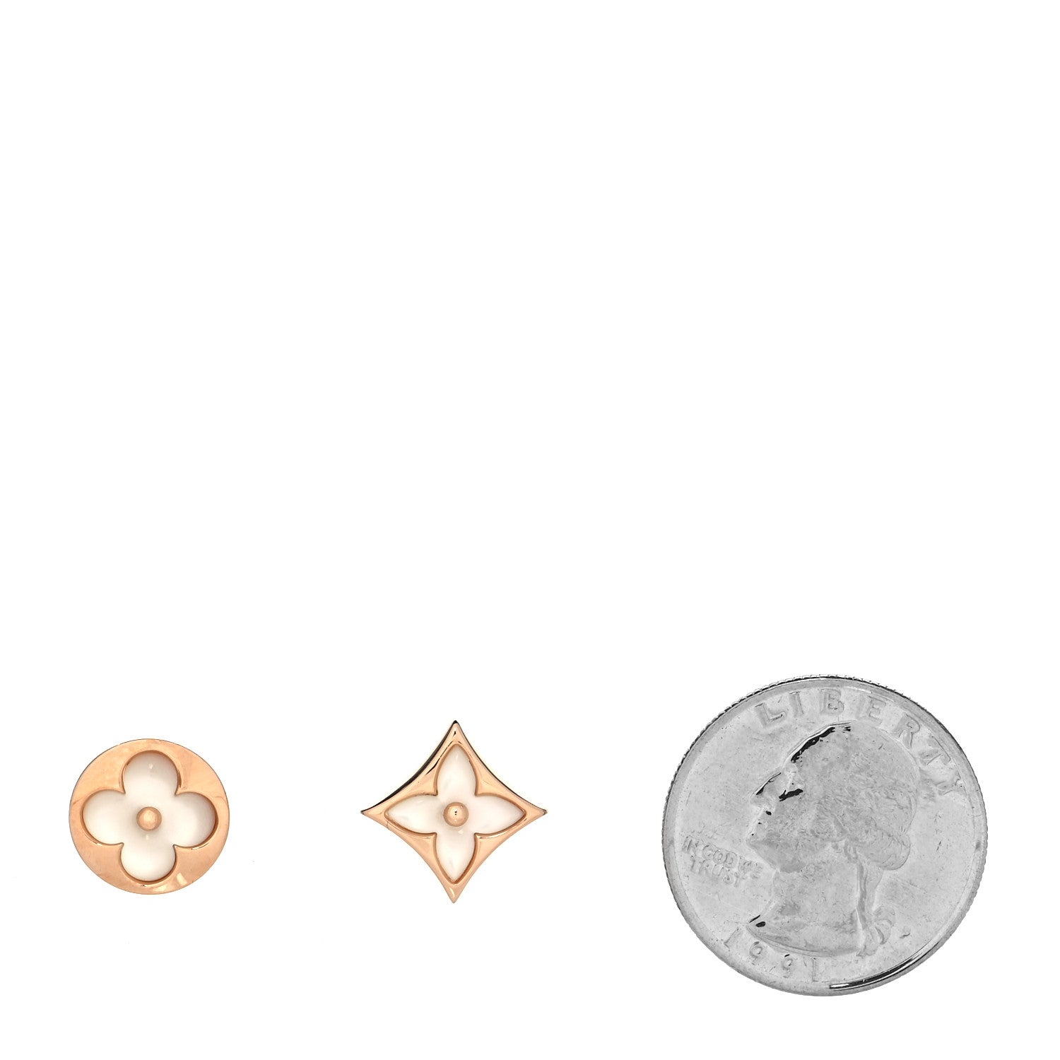 Louis Vuitton 18K Pink Gold Mother of Pearl Color Blossom Star & Sun Stud Earrings 2 of 7