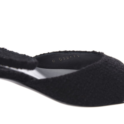 Chanel Tweed Iridescent Calfskin Cap Toe CC Slingback Pumps 40 Black Silver 8 of 8