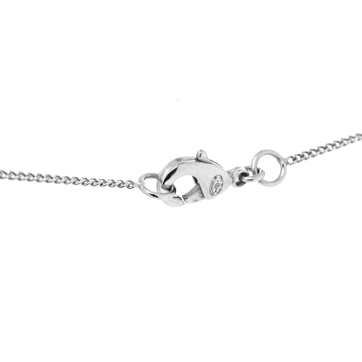 Chanel Baguette Crystal CC Necklace Silver 4 of 5