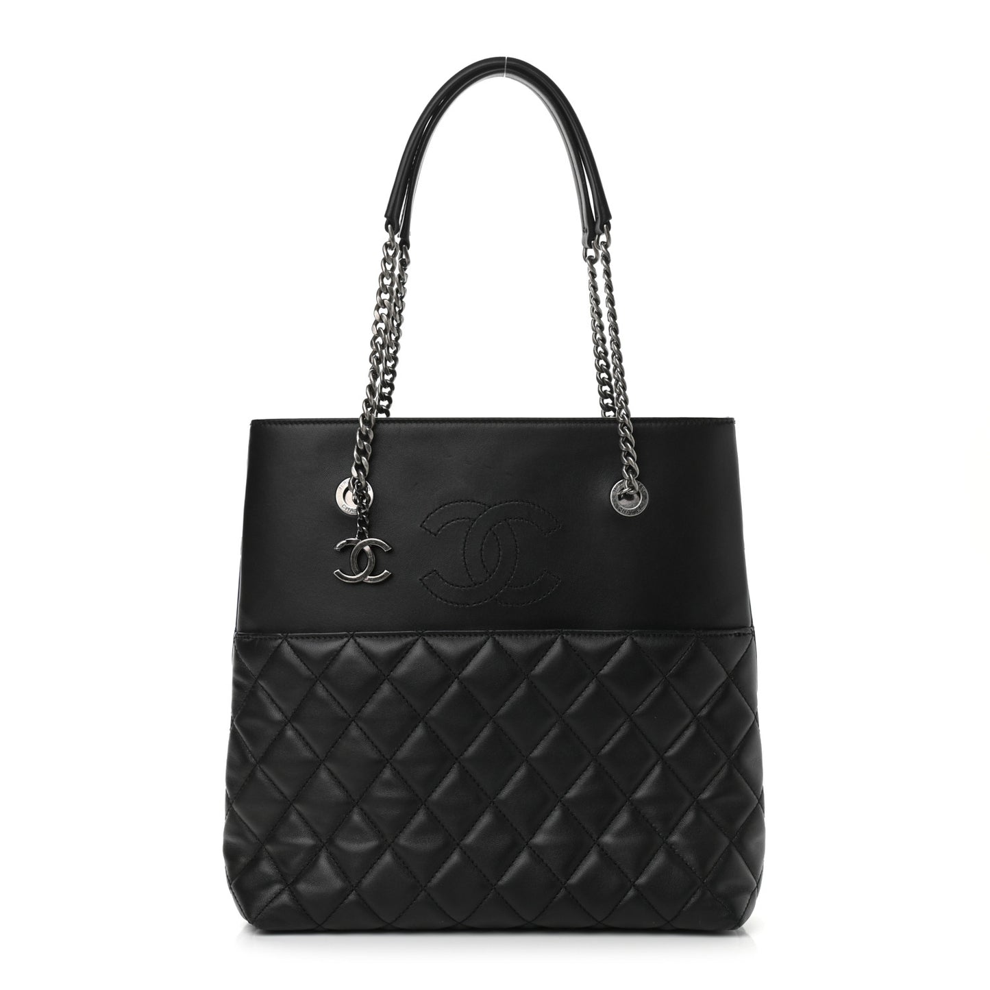 Lambskin Quilted Small Urban Delight Tote Black Blue