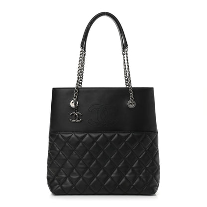 Chanel Lambskin Quilted Small Urban Delight Tote Black Blue 1 of 10