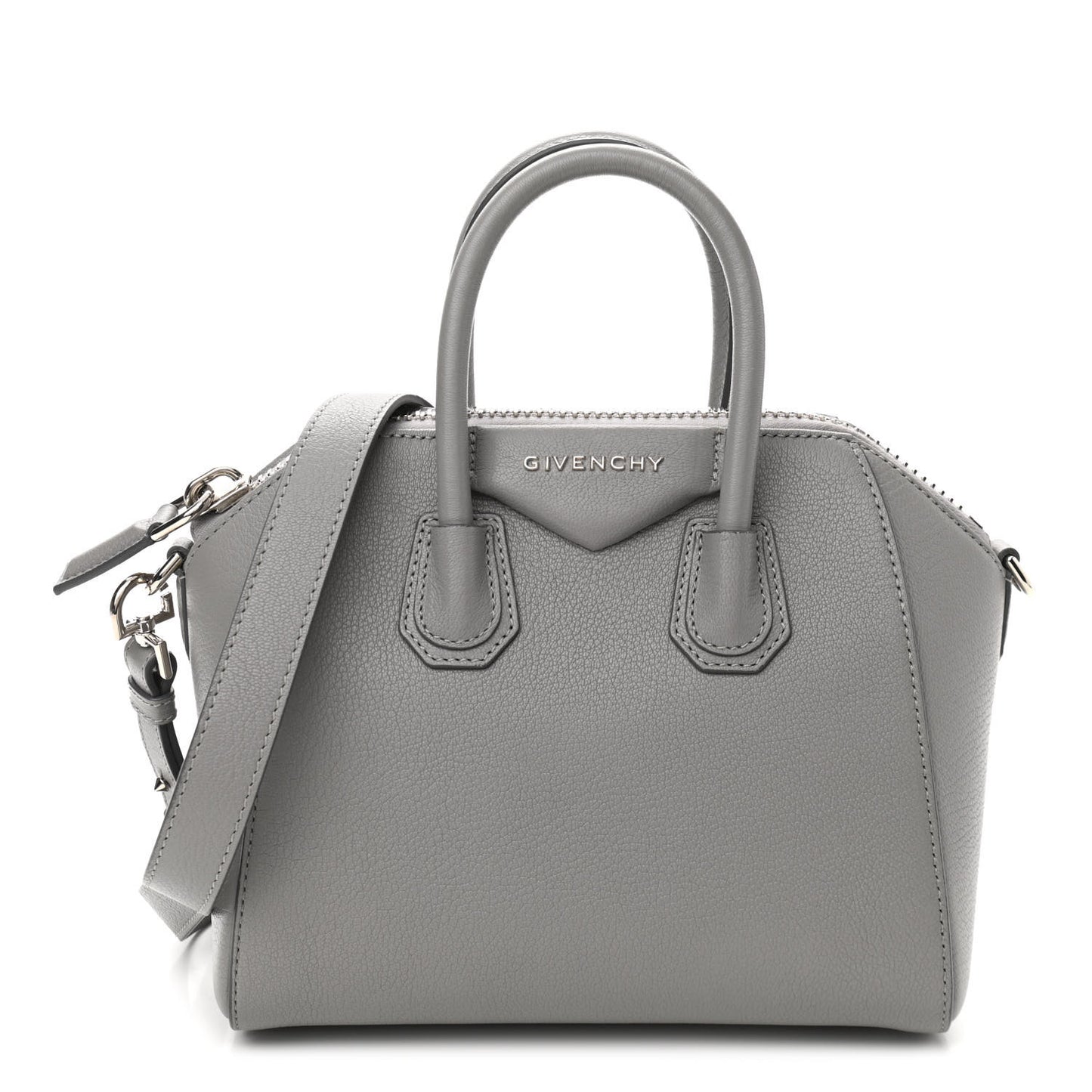 Sugar Goatskin Mini Antigona Pearl Grey