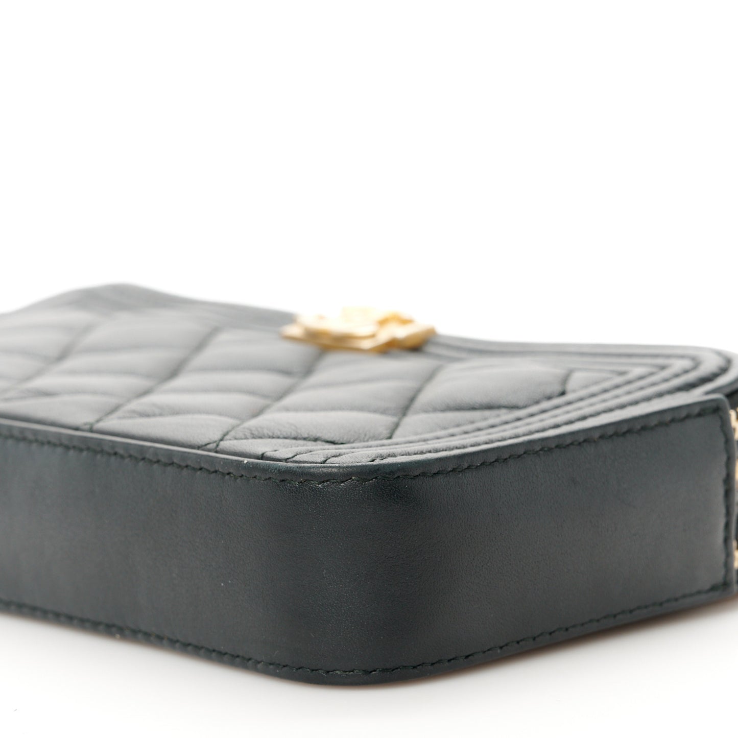 Lambskin Quilted Small Boy Clutch With Chain Black