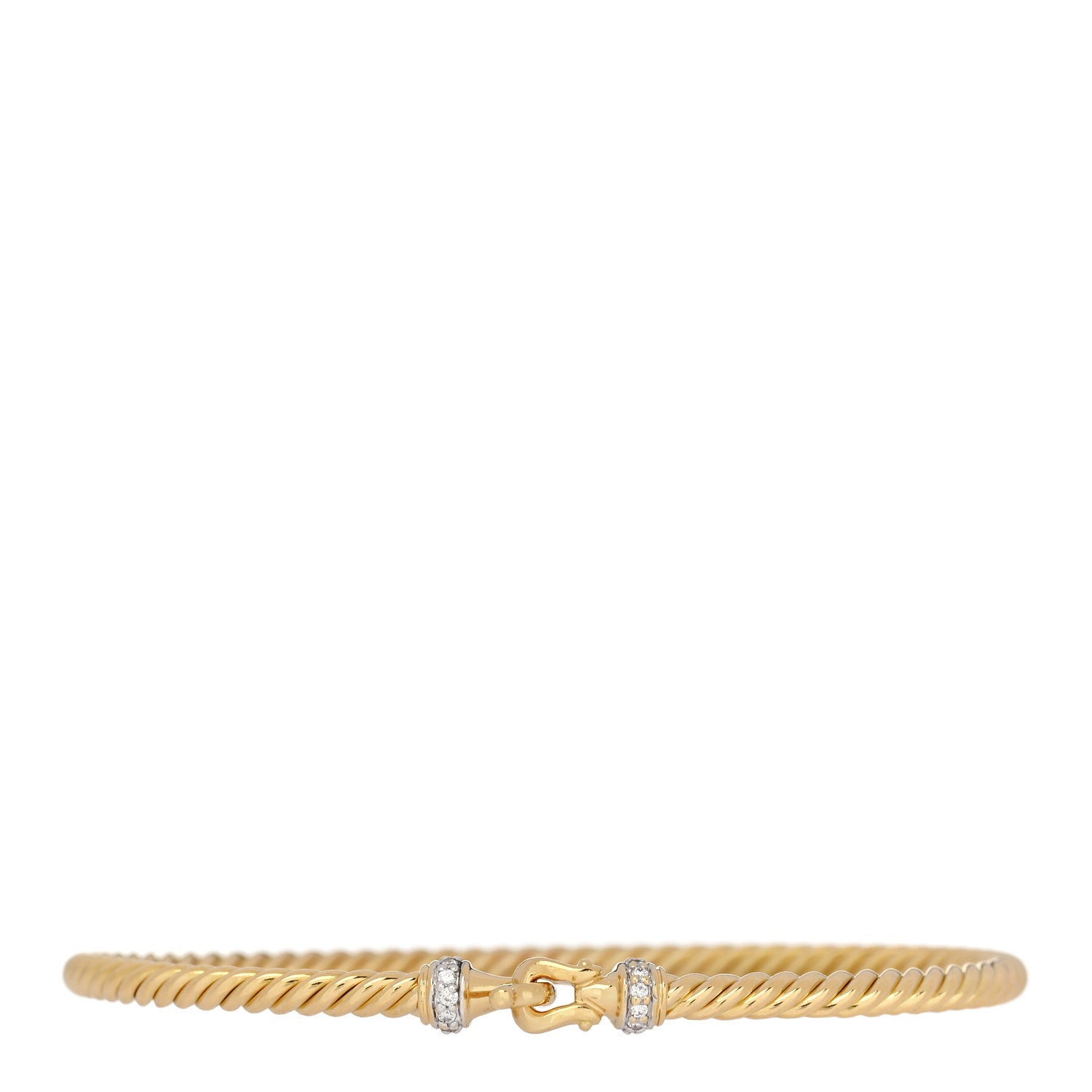 David Yurman 18K Yellow Gold Diamond 2.6mm Cable Collectibles Buckle Bracelet 1 of 5