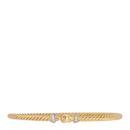 David Yurman 18K Yellow Gold Diamond 2.6mm Cable Collectibles Buckle Bracelet 1 of 5