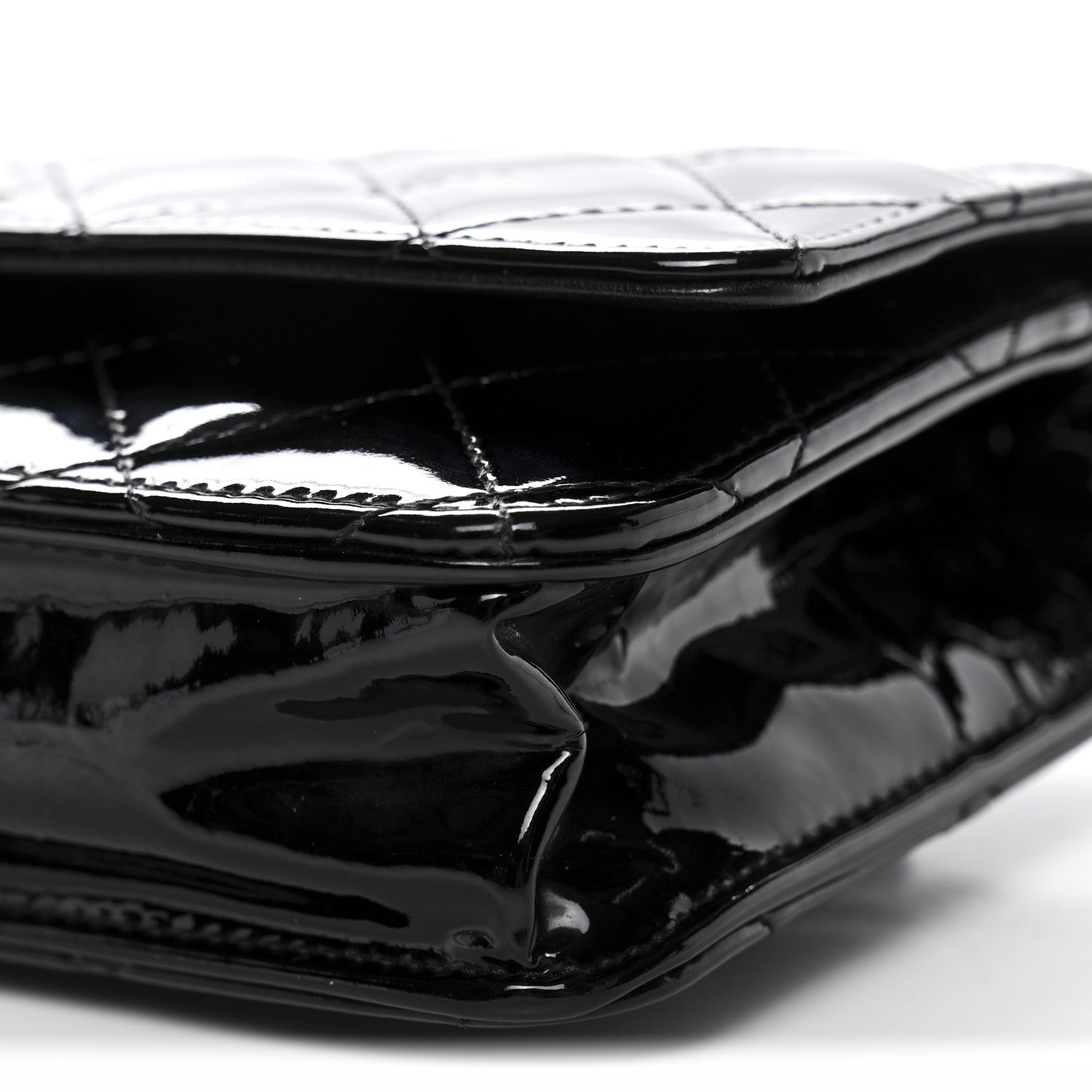 Chanel Patent Quilted Wallet On Chain WOC Black 11 of 13