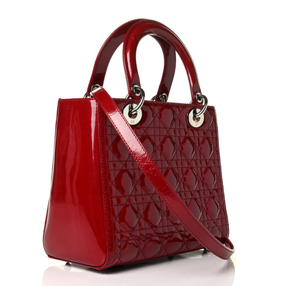 Christian Dior Patent Cannage Medium Lady Dior Red 2 of 7