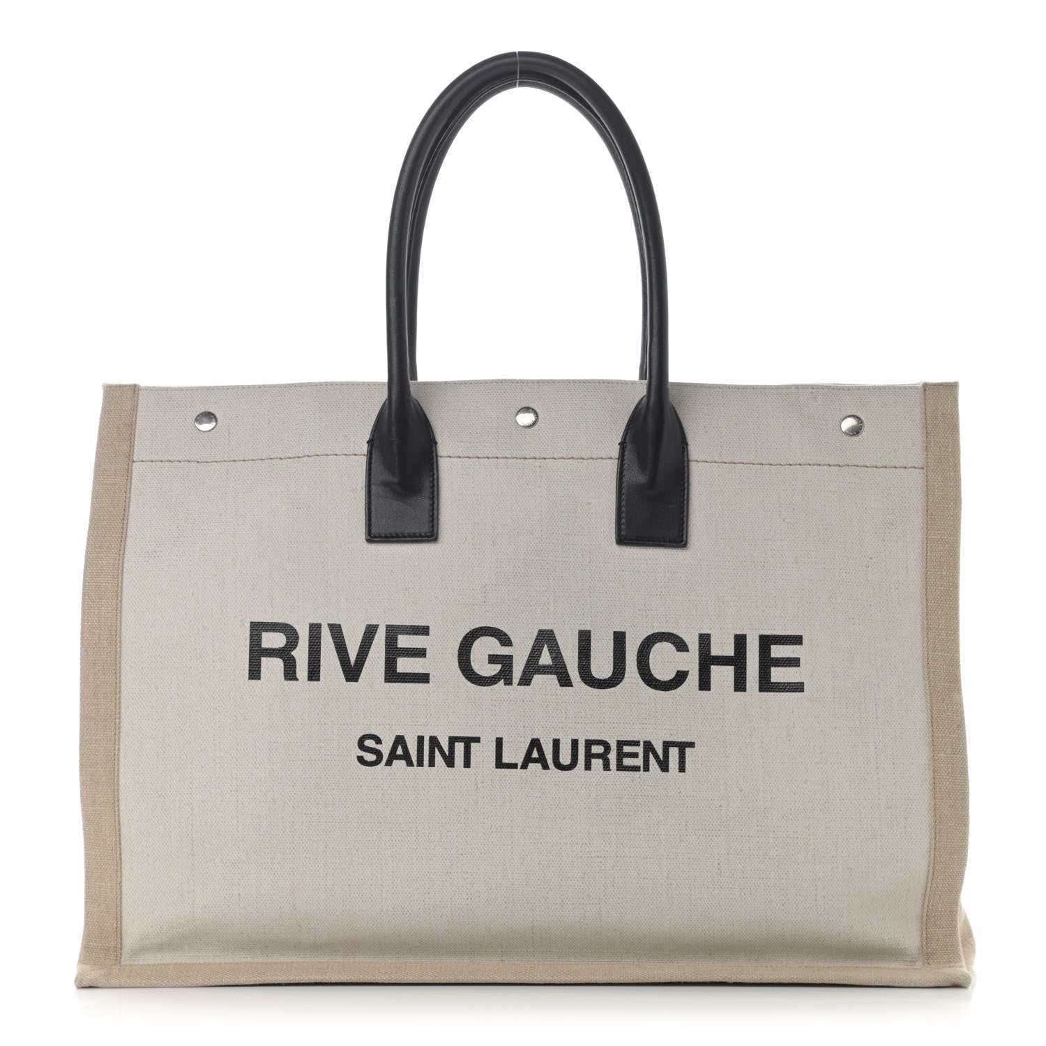 Saint Laurent Linen Calfskin Rive Gauche Tote Optic White 1 of 13