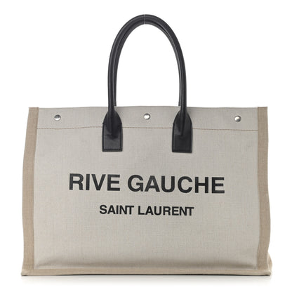 Saint Laurent Linen Calfskin Rive Gauche Tote Optic White 1 of 13