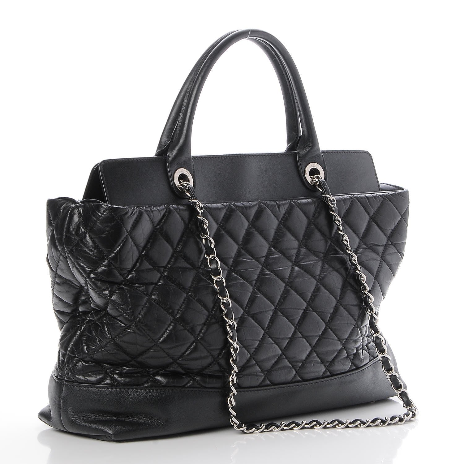 Chanel Aged Calfskin Quilted Be CC Tote Black 4 of 8
