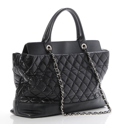 Chanel Aged Calfskin Quilted Be CC Tote Black 4 of 8