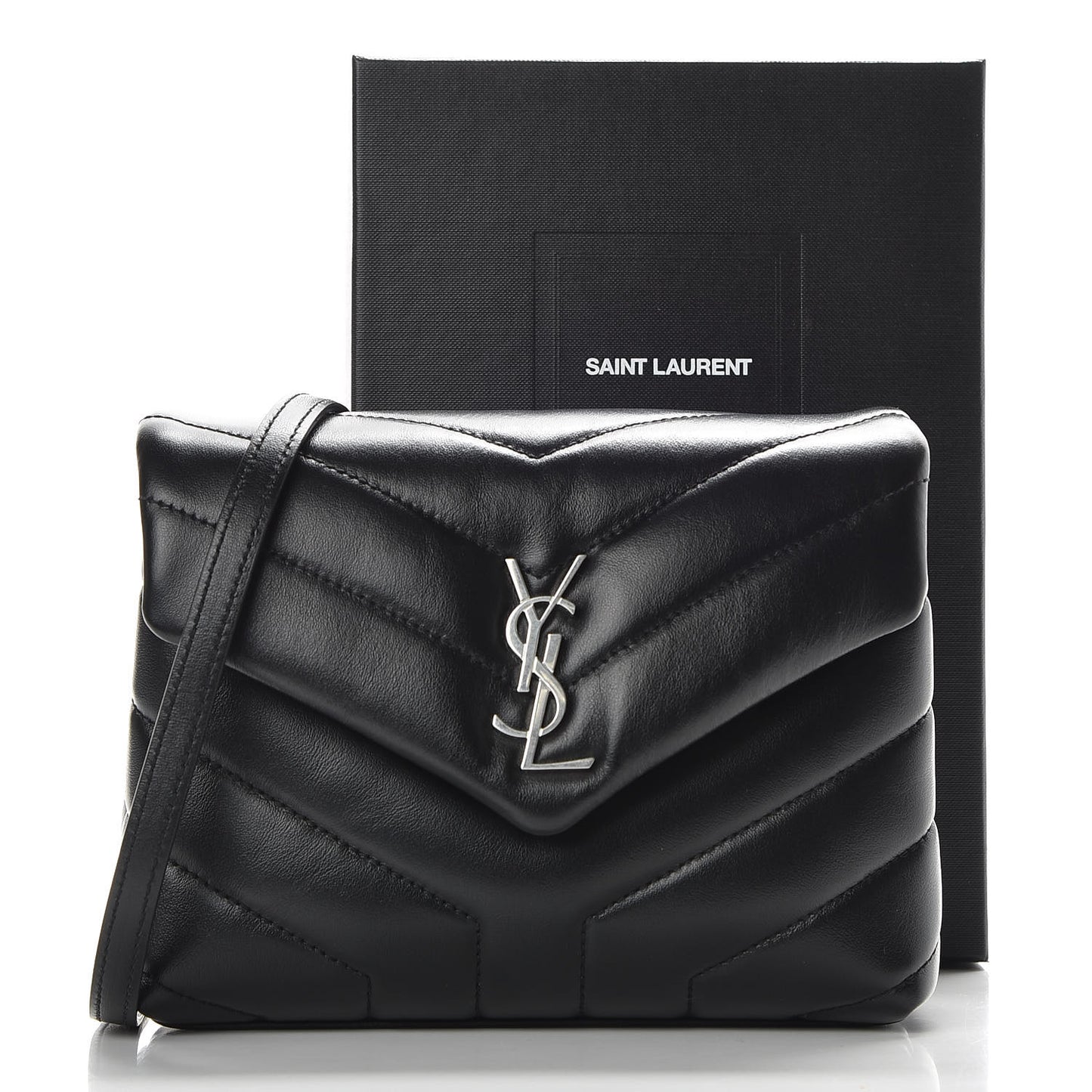 Calfskin Y Quilted Monogram Toy Loulou Crossbody Bag Black
