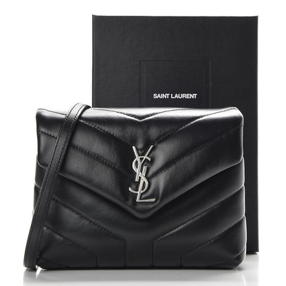 Saint Laurent Calfskin Y Quilted Monogram Toy Loulou Crossbody Bag Black 10 of 10