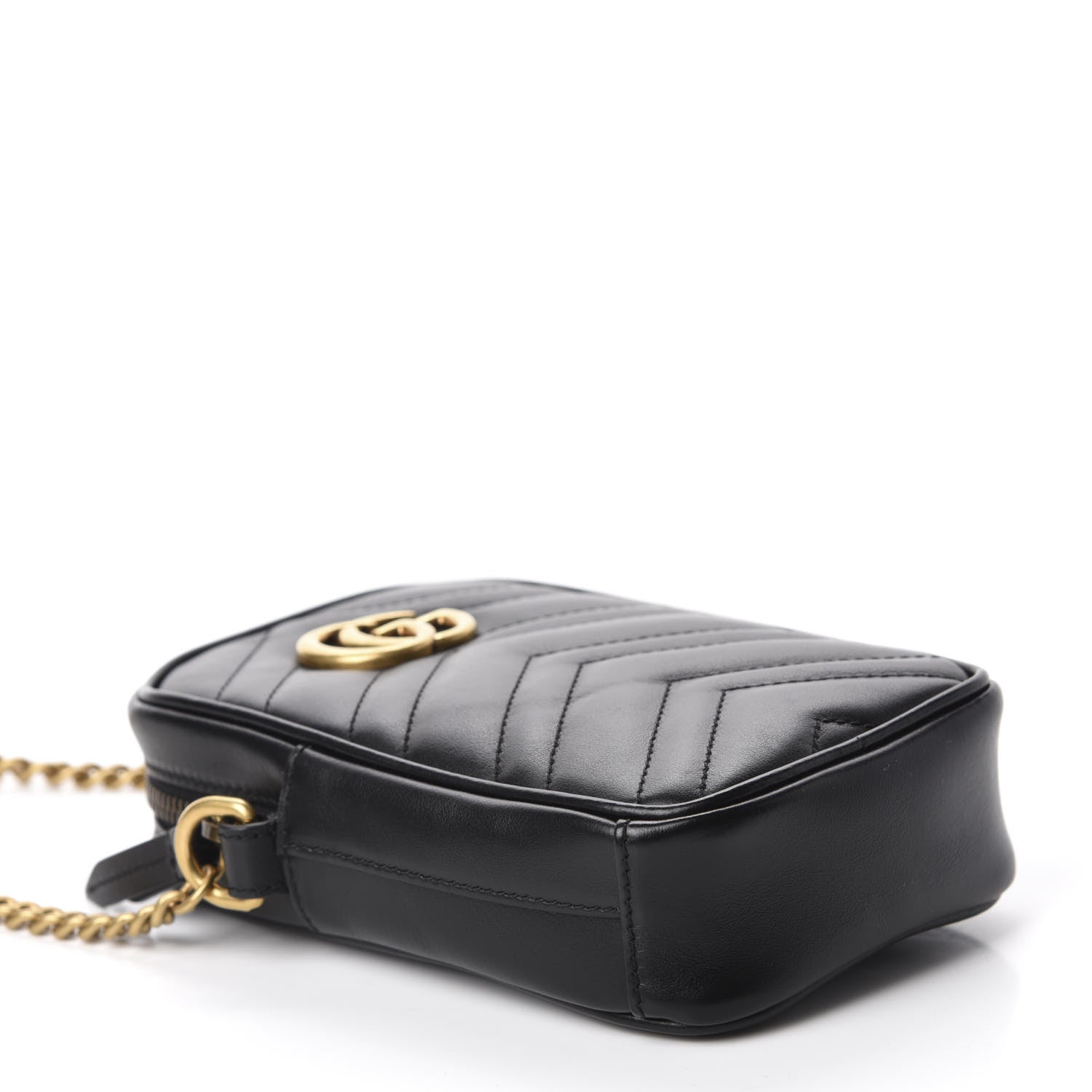 Gucci Calfskin Matelasse Mini GG Marmont Crossbody Bag Black 4 of 10