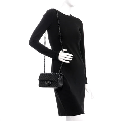 Chanel Lambskin Chevron Quilted Mini Rectangular Flap So Black 2 of 8