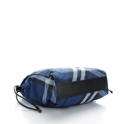 Burberry Nylon Check Small Buckleigh Packable Tote Navy Blue 4 of 8