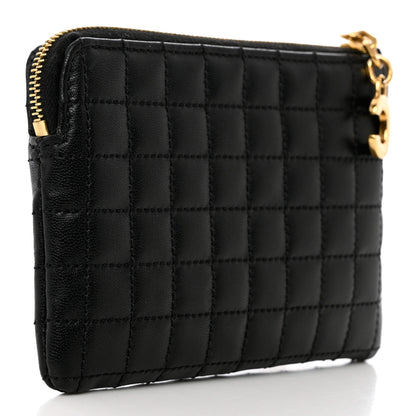 Celine Calfskin Quilted C Charm Coin Card Pouch Black 3 of 11