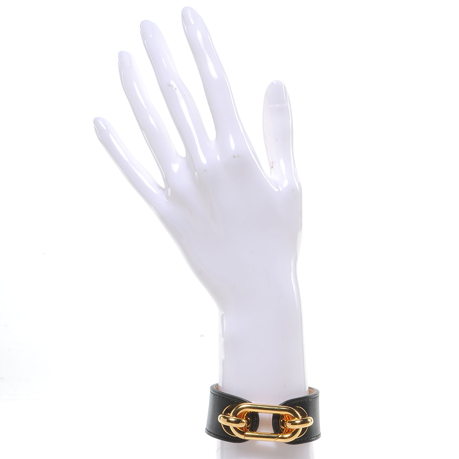 Balenciaga Leather Gold Mallian Cuff Black 2 of 4