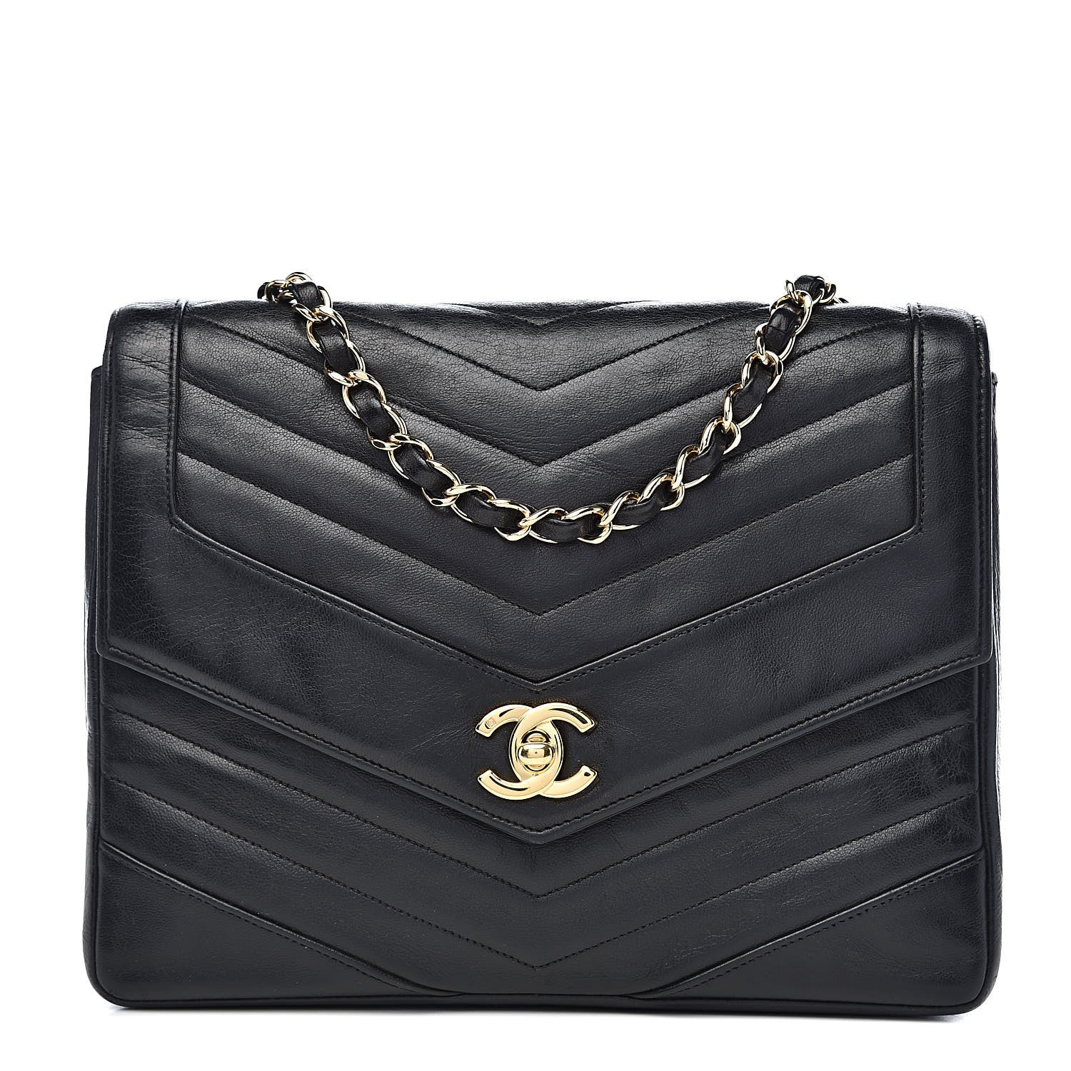Chanel Lambskin Chevron Quilted Small Single Flap Black 1 of 13