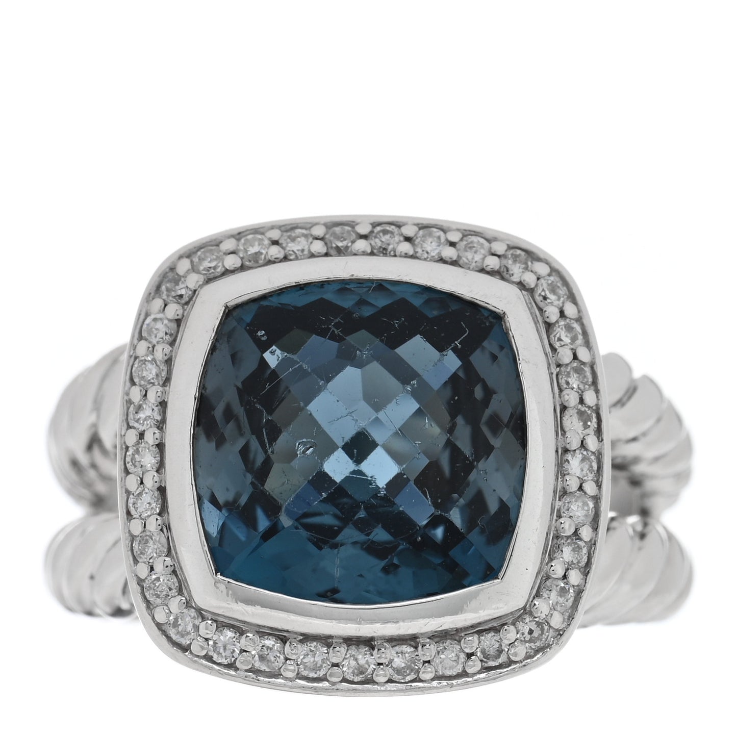 Sterling Silver Diamond Hampton Blue Topaz 11mm Albion Ring 54 7