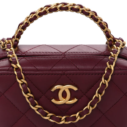 Chanel Lambskin Quilted Top Handle Mini Vanity Case Burgundy 8 of 10