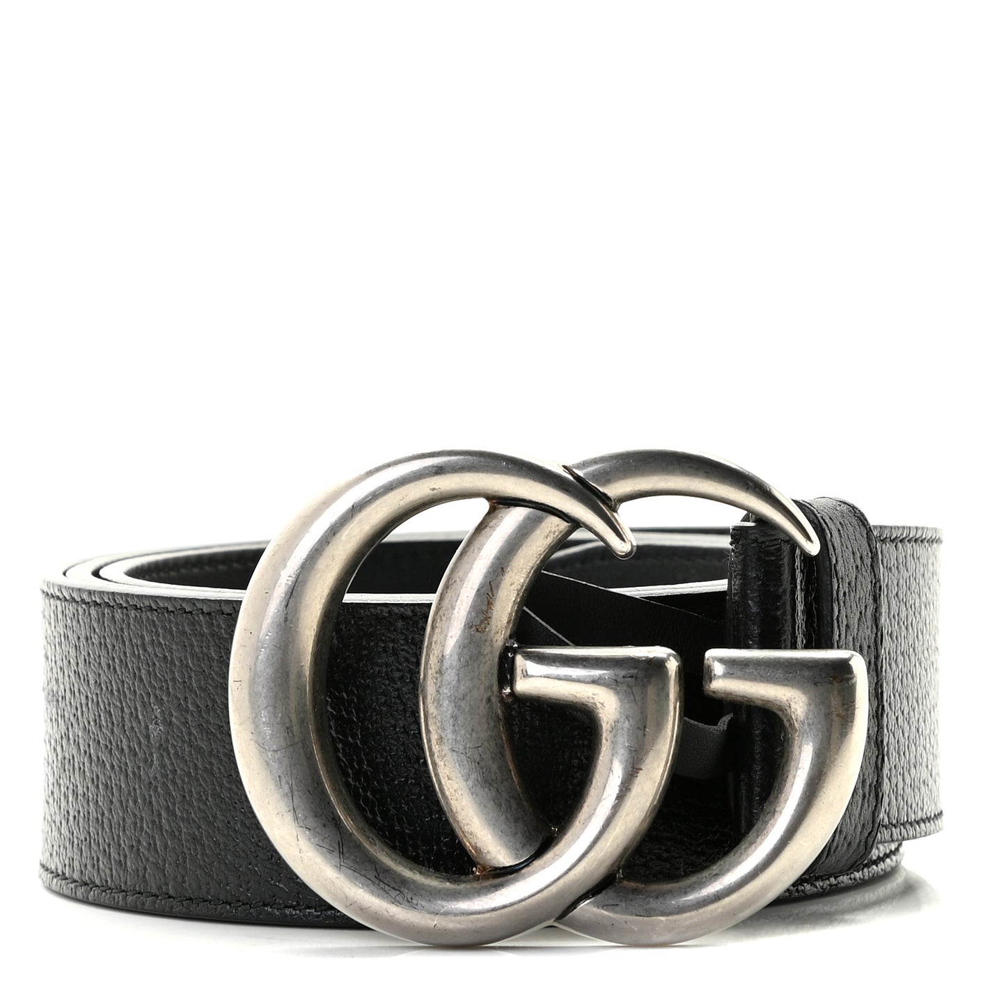 Textured Dollar Calfskin Nickel Double G 40mm Belt 85 34 Black