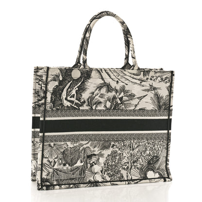 Christian Dior Canvas Embroidered Large Toile De Jouy Book Tote White Black 2 of 10
