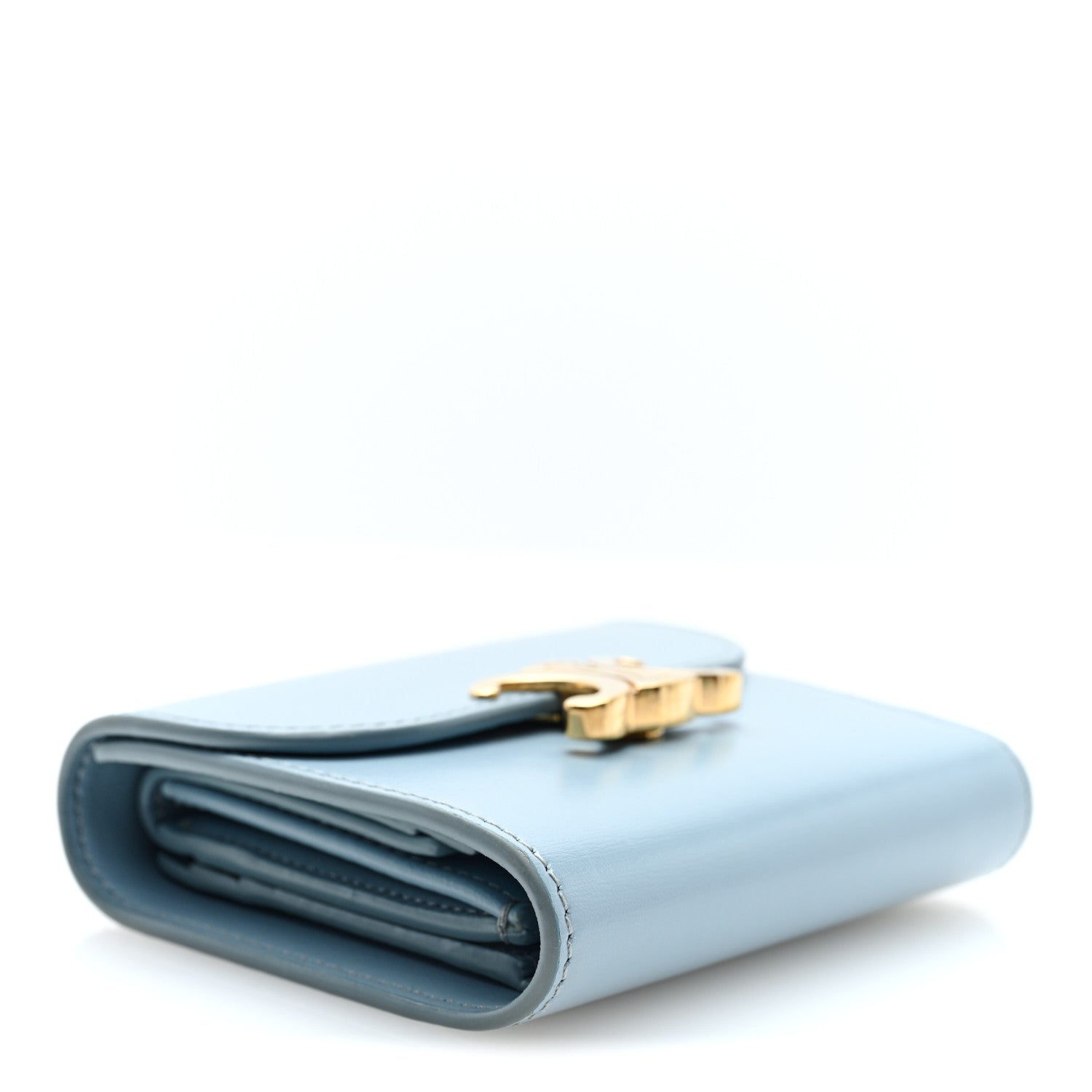 Celine Shiny Calfskin Small Triomphe Wallet California Blue 4 of 6