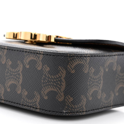 Celine Triomphe Canvas Calfskin Mini Triomphe Tan 10 of 12