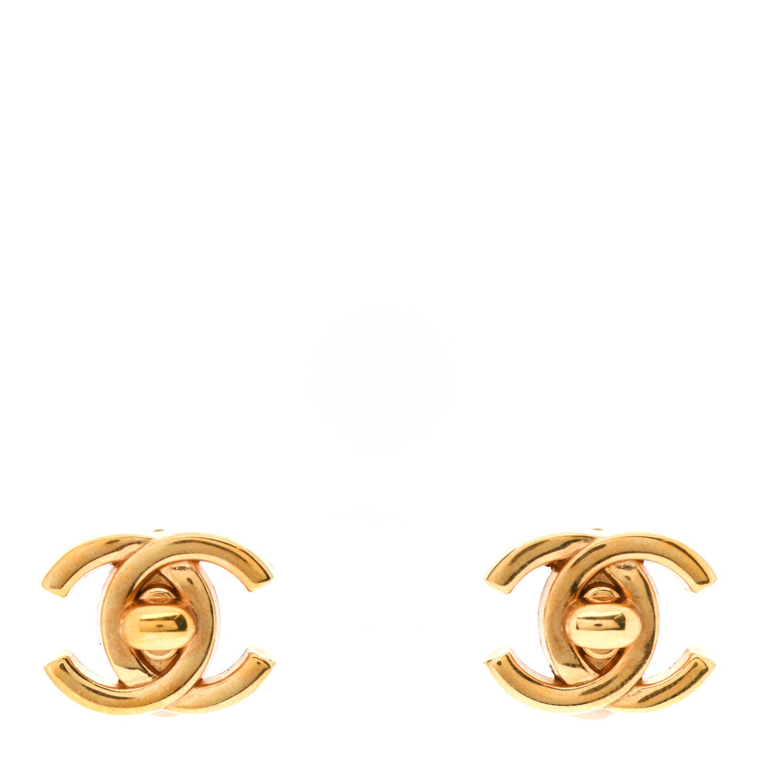 Chanel Metal CC Turnlock Clip On Earrings Gold 1 of 4
