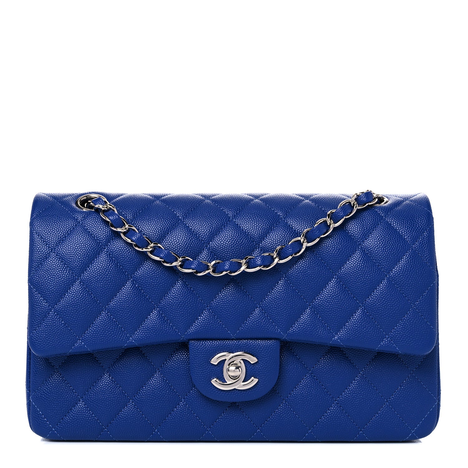 Chanel Caviar Quilted Medium Double Flap Blue 1 of 9