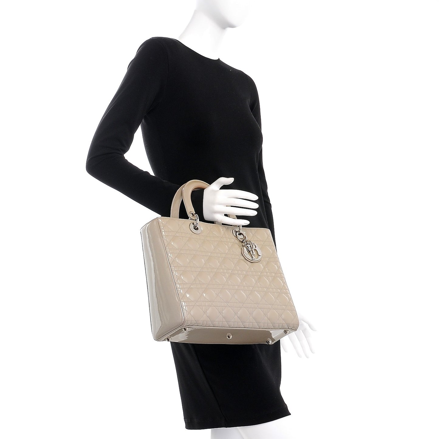 Patent Cannage Large Lady Dior Grey
