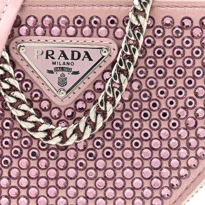 Prada Satin Crystal Mini Triangle Crossbody Pouch Alabastro 10 of 13