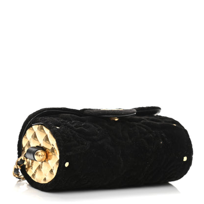 Chanel Velvet Camellia Embossed Jewel Belt Card Holder With Chain Black 4 of 11