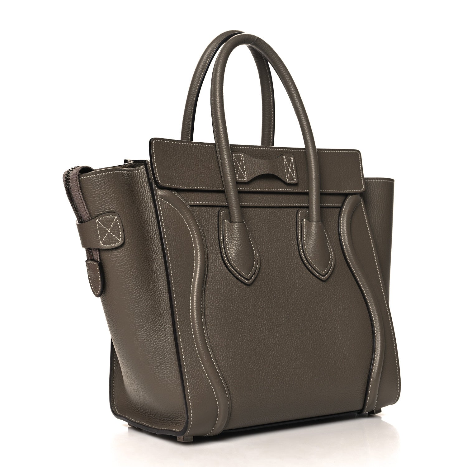 Celine Drummed Calfskin Micro Luggage Souris 3 of 11