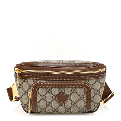 Gucci GG Supreme Monogram Textured Calfskin Retro Interlocking G Belt Bag Beige Ebony Brown Sugar 1 of 10