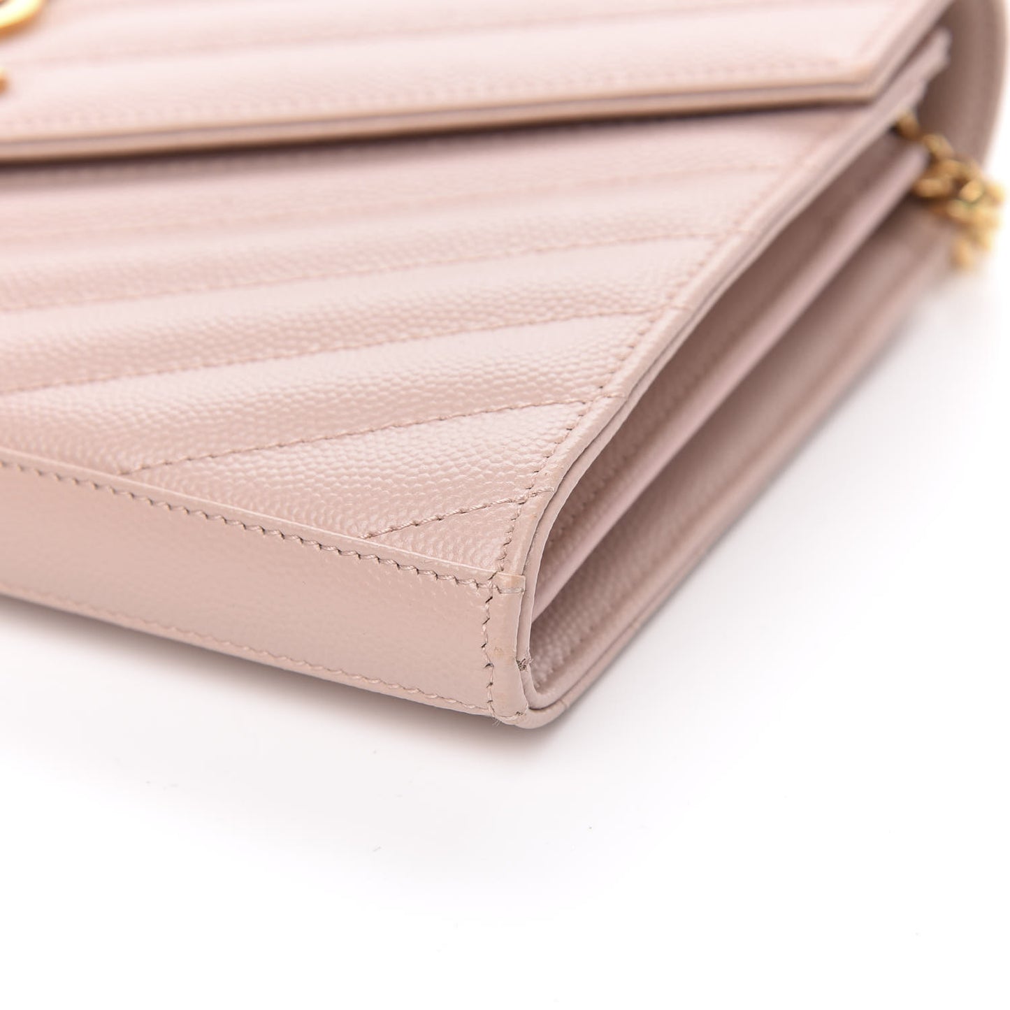 Grain De Poudre Matelasse Chevron Monogram Chain Wallet Pale Blush