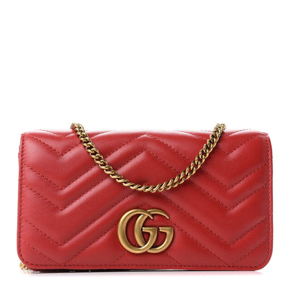 Gucci Calfskin Matelasse GG Marmont Mini Bag Hibiscus Red 1 of 10