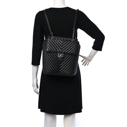 Chanel Calfskin Chevron Quilted Large Urban Spirit Backpack Black 2 of 9
