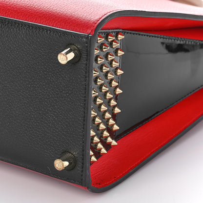Christian Louboutin Calfskin Patent Studded Medium Paloma Black Carmin 1 of 12