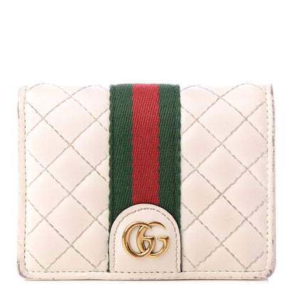 Gucci Calfskin Web Trapuntata GG Card Case Wallet Off White 1 of 9