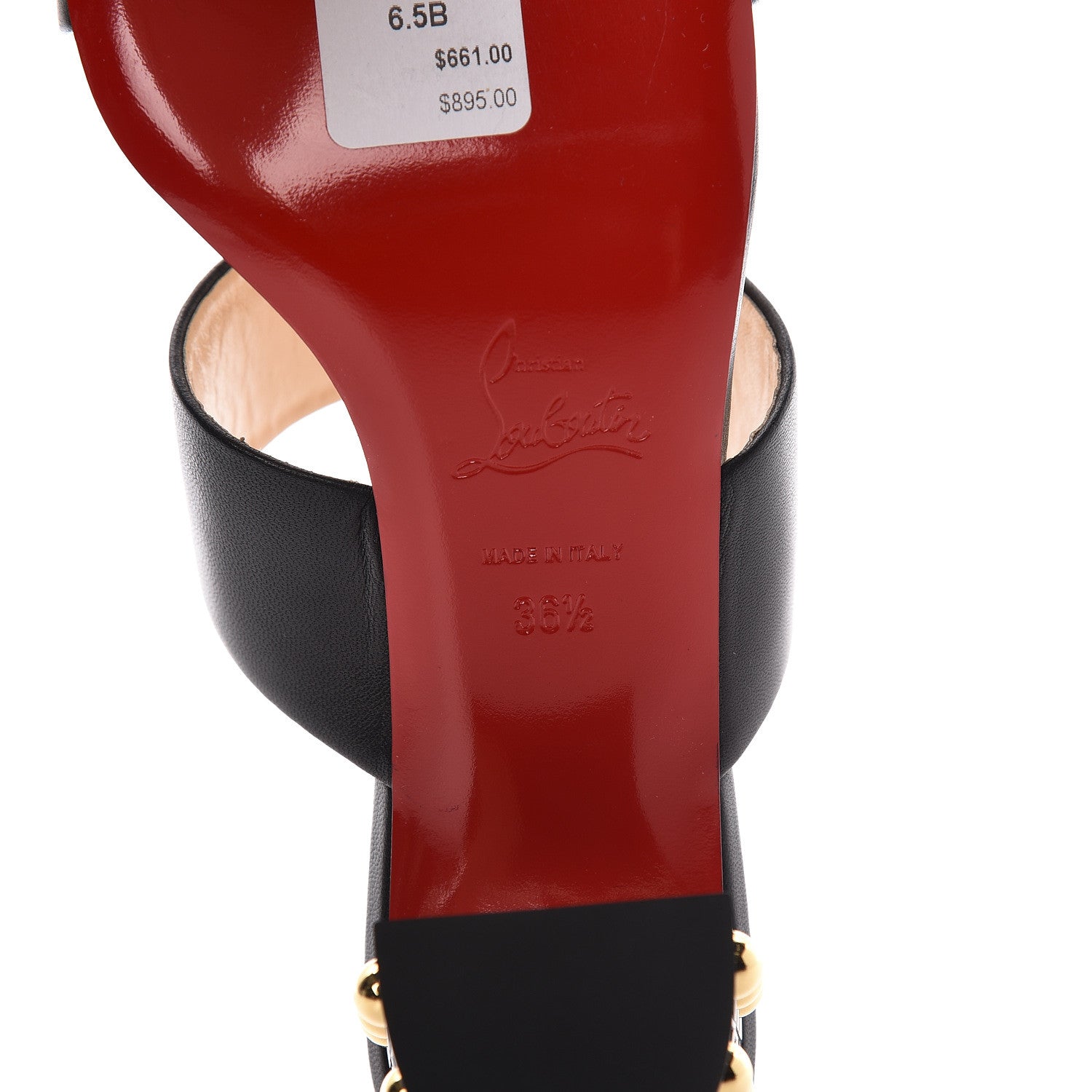 Christian Louboutin Nappa Vasa Opticat 55 Slide Sandals 36.5 Black Gold 6 of 10