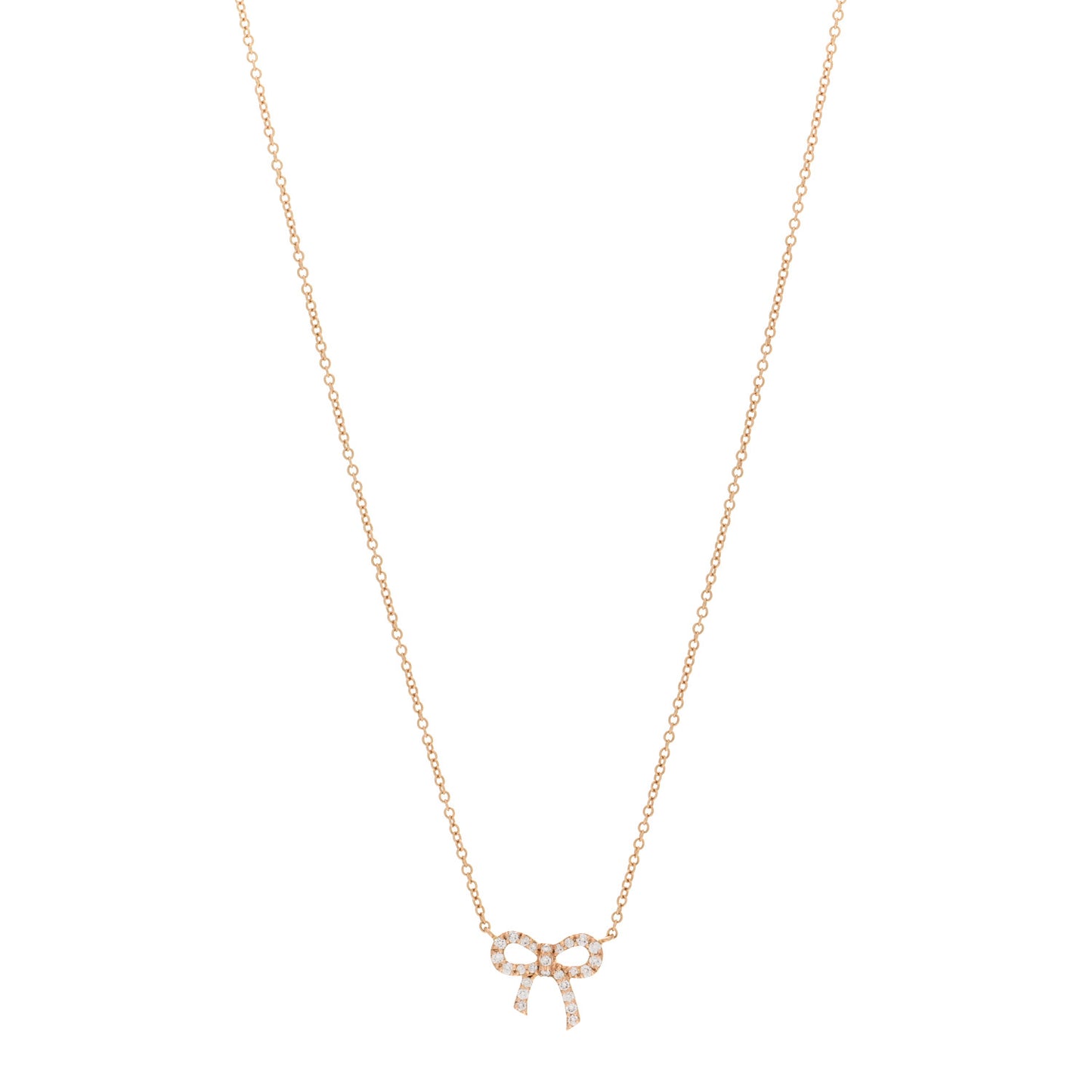 18K Rose Gold Diamond Mini Bow Pendant Necklace