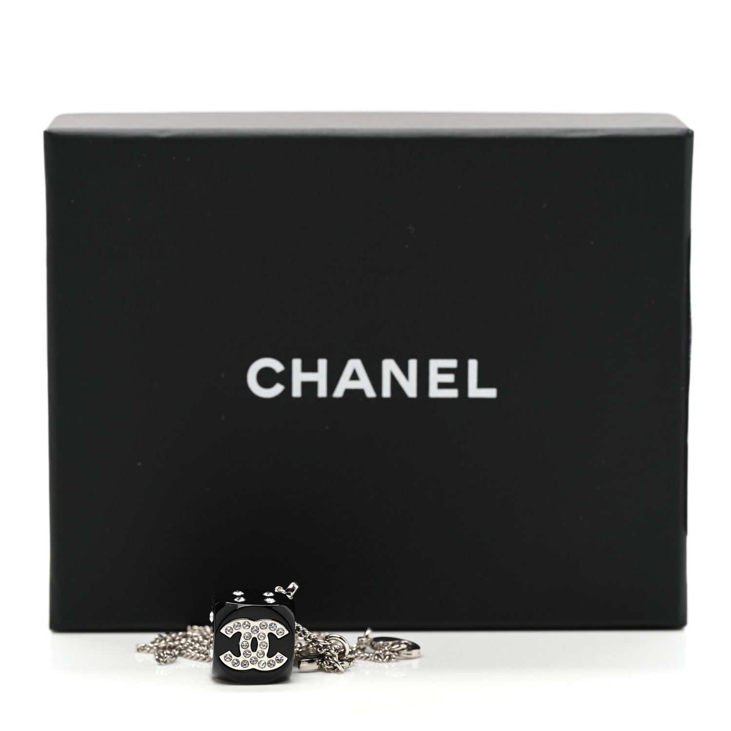 Chanel Resin Crystal CC Dice Necklace Black Silver 7 of 7