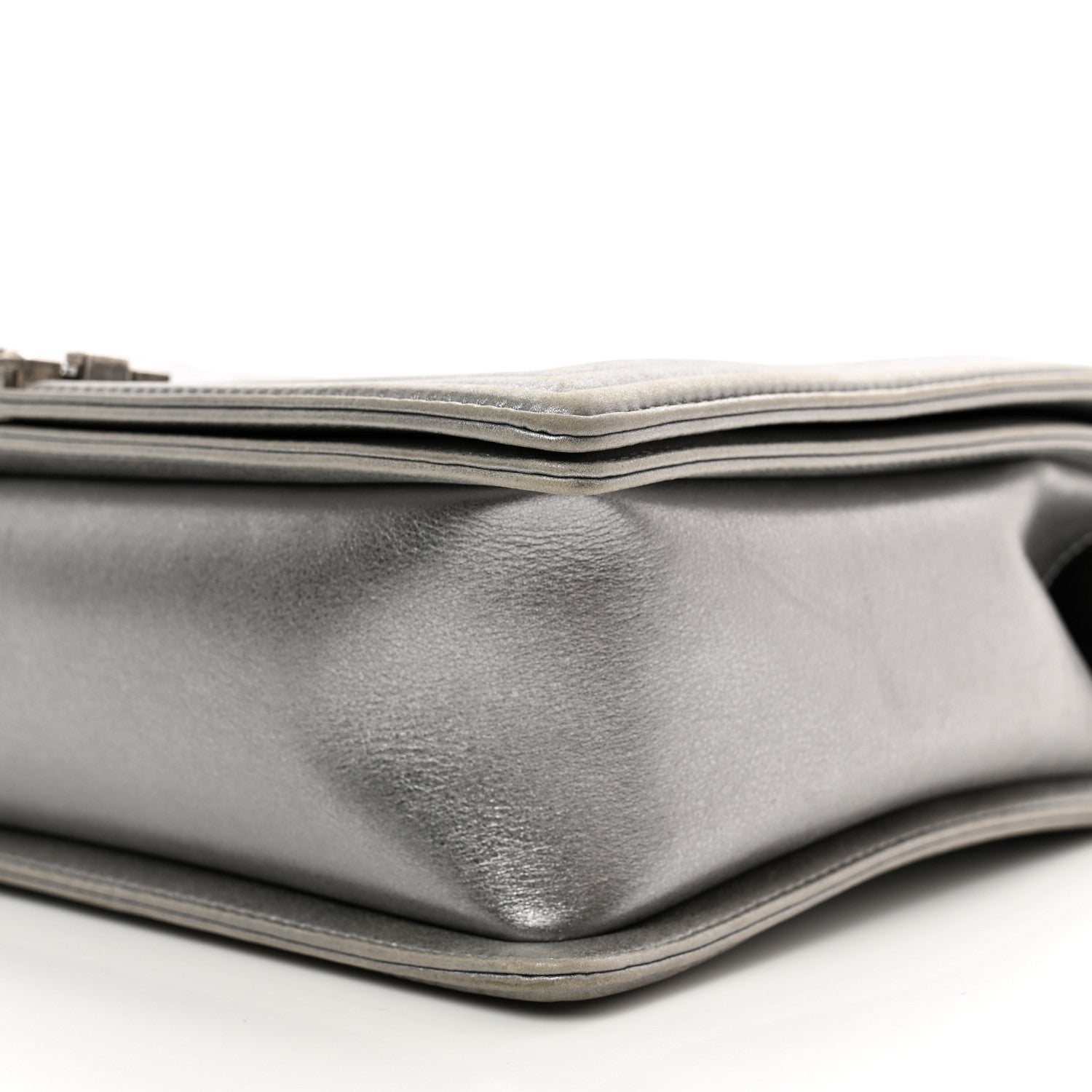 Chanel Metallic Calfskin Quilted Large Boy Flap Silver 11 of 12