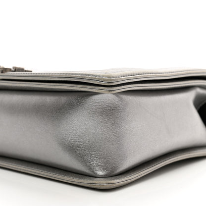 Chanel Metallic Calfskin Quilted Large Boy Flap Silver 11 of 12