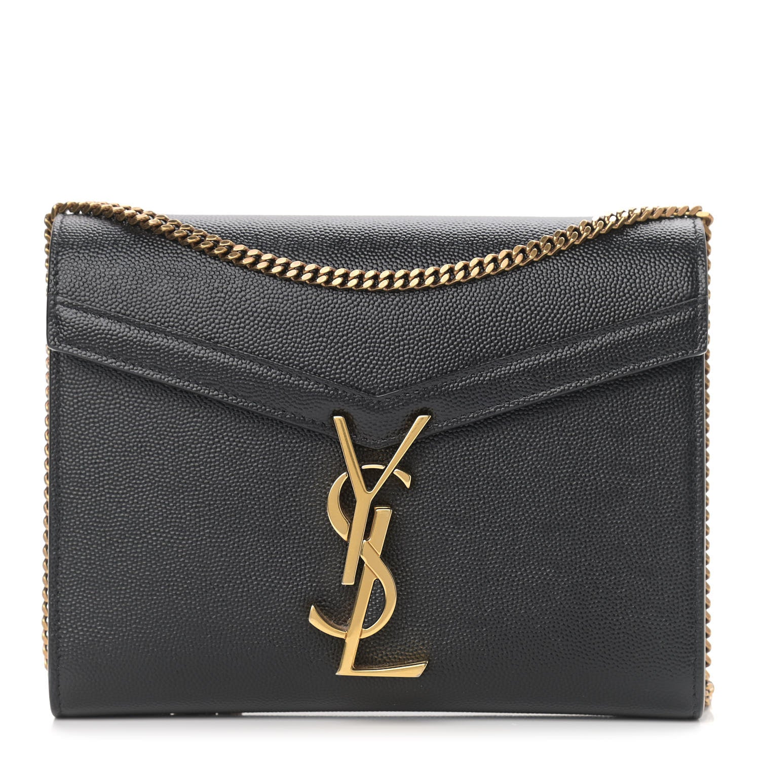 Saint Laurent Grain De Poudre Monogram Cassandra Chain Wallet Dark Smog 1 of 8