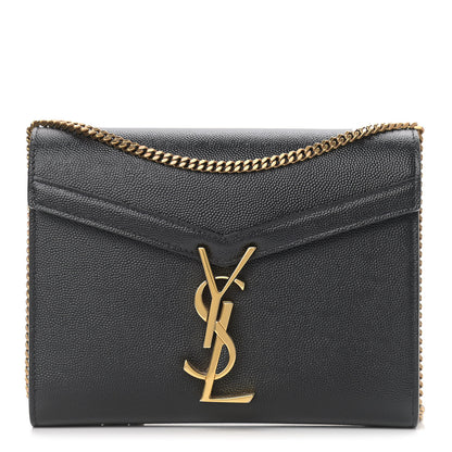Saint Laurent Grain De Poudre Monogram Cassandra Chain Wallet Dark Smog 1 of 8