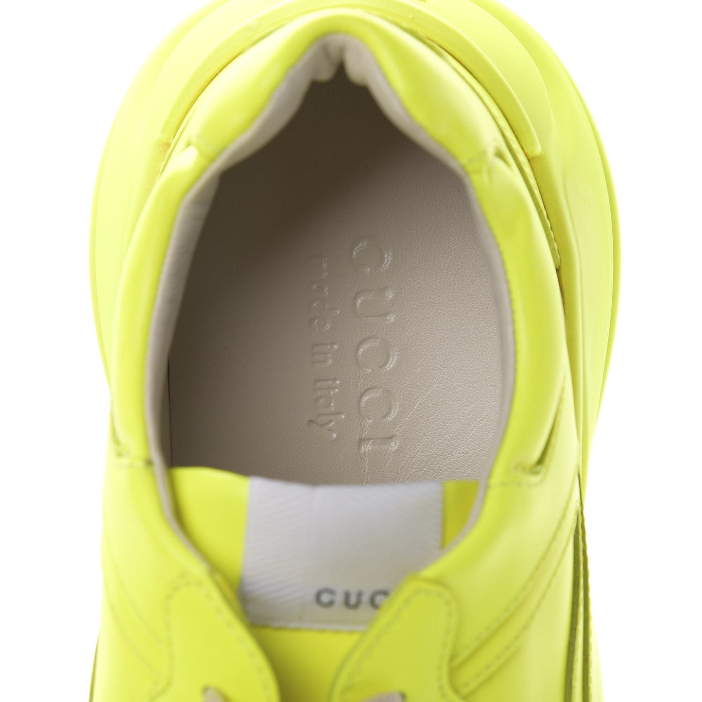 Calfskin Mens Rhyton Sneakers 8.5 Yellow Fluo