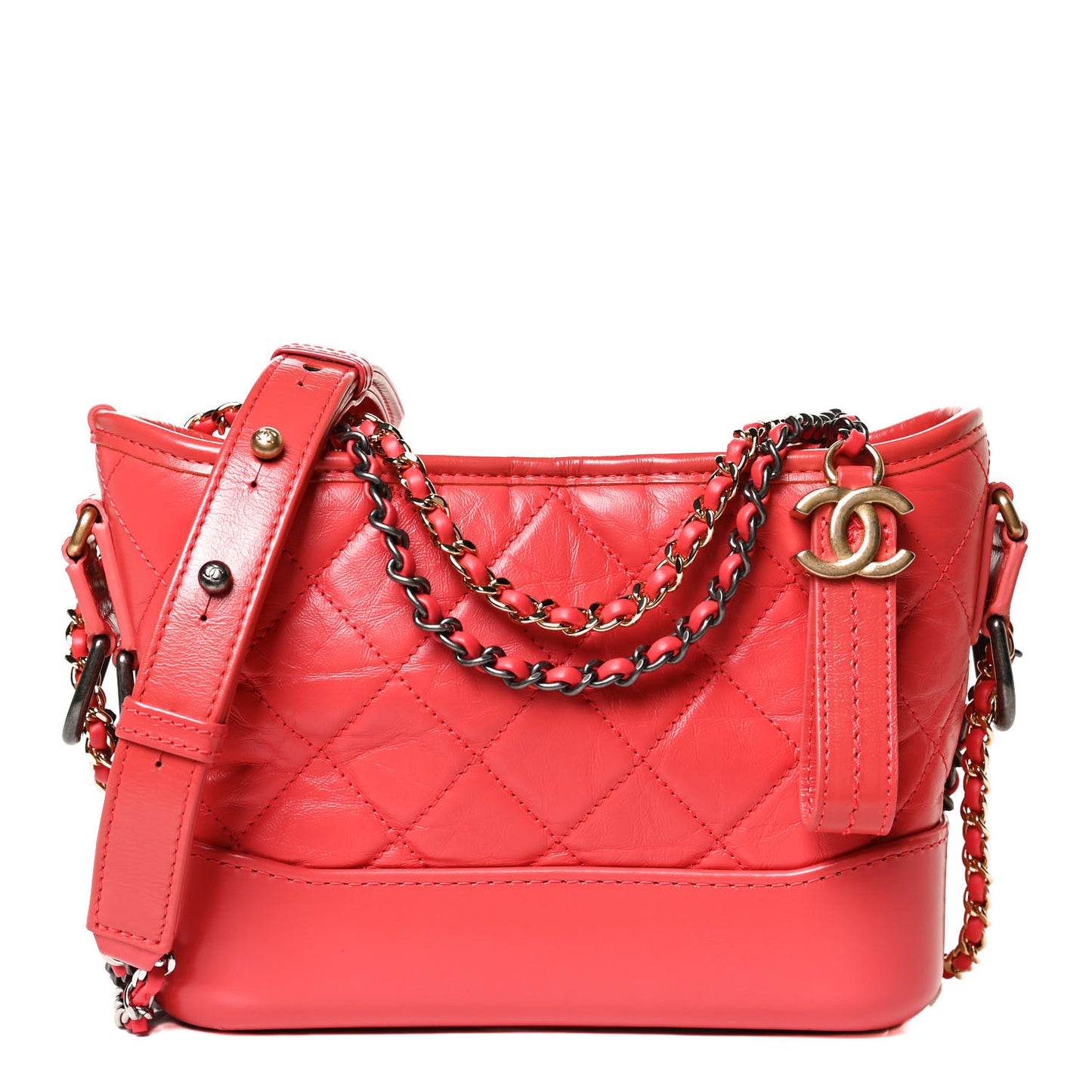 Aged Calfskin Quilted Small Gabrielle Hobo Coral